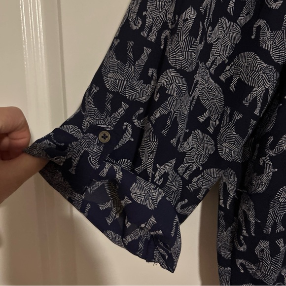 Mix By 41 Hawthorn Womens Ellie Tunic Top Navy White Elephant Scoop Neck Large - Picture 4 of 6